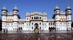Beautiful white marble Janaki Temple, a famous Hindu pilgrimage site in Nepal